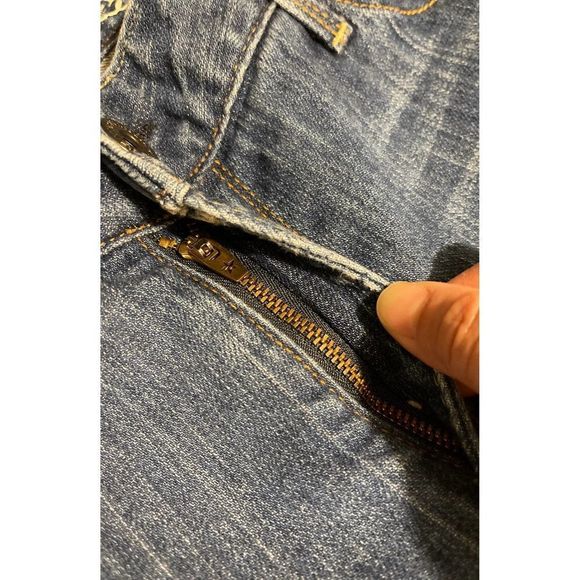 Levi's Eco Green Bootcut Jeans Blue Denim Stretch Whiskered Womens size 12/31 - Picture 9 of 11